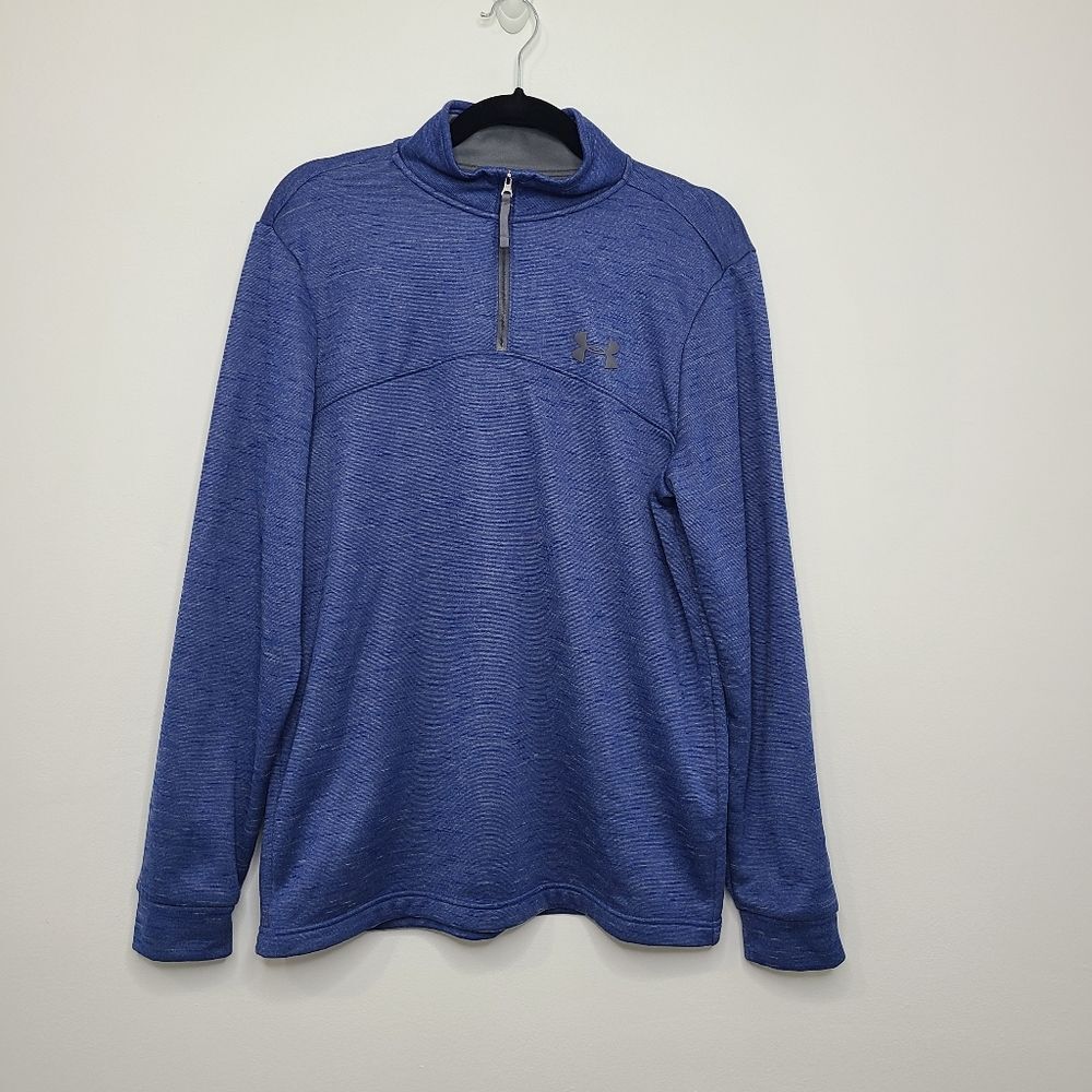 Hurley Long Sleeve Collar Athletic Pullover Mid Zip-Up Blue Soft Medium